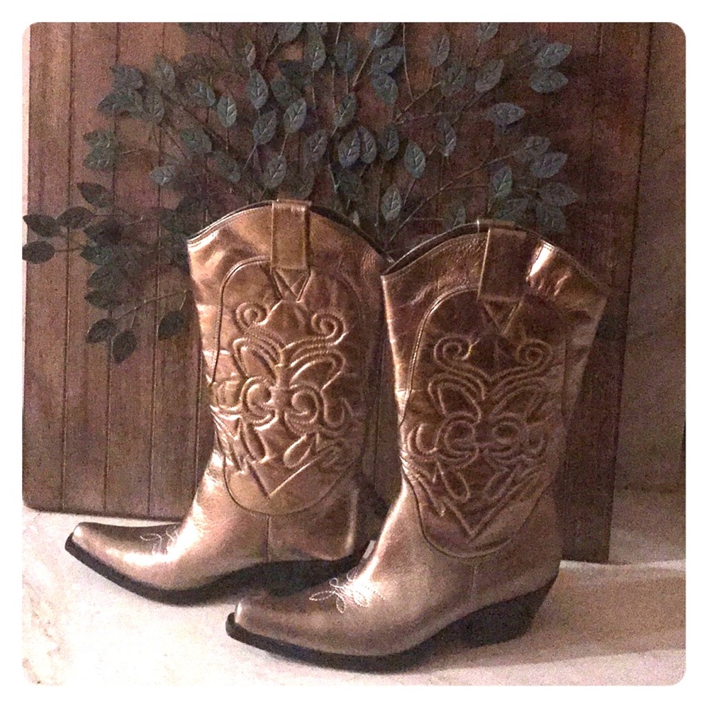 PennyKenny metallic gold cowboy boots